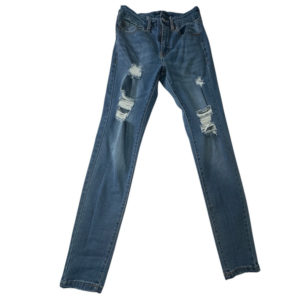 Aeropostale Curvy Blue Distressed high Rise Skinny Jegging